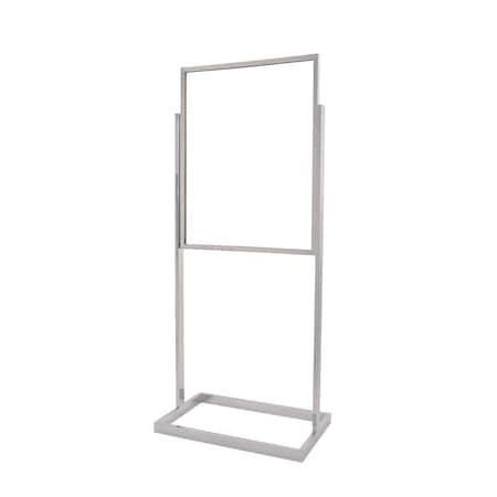 Econoco 22''x28'' Floor Standing Sign Holder, Satin Chrome BH30SC